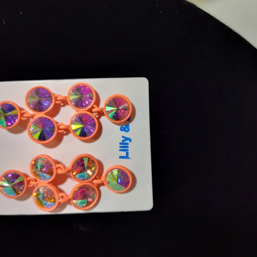 Lilly & Lib. Orange and Iridescent Earrings